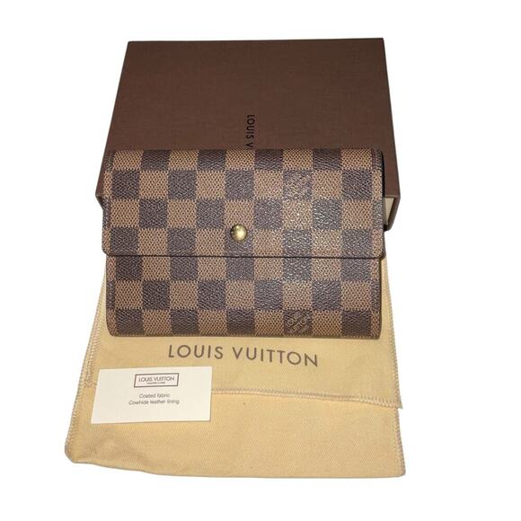 Louis Vuitton Damier Ebene Porte Tresor Wallet W/Box Dust Bag - Picture 1 of 16